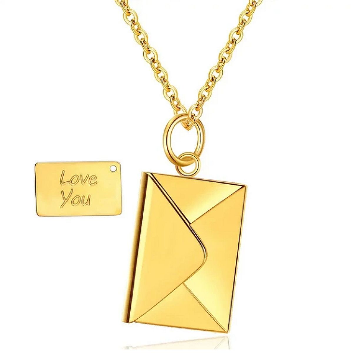 GENERICO - Collar Cartas De Amor Sobre Mensaje Love - Acero Inoxidable