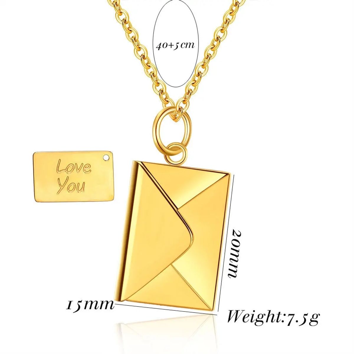 GENERICO - Collar Cartas De Amor Sobre Mensaje Love - Acero Inoxidable