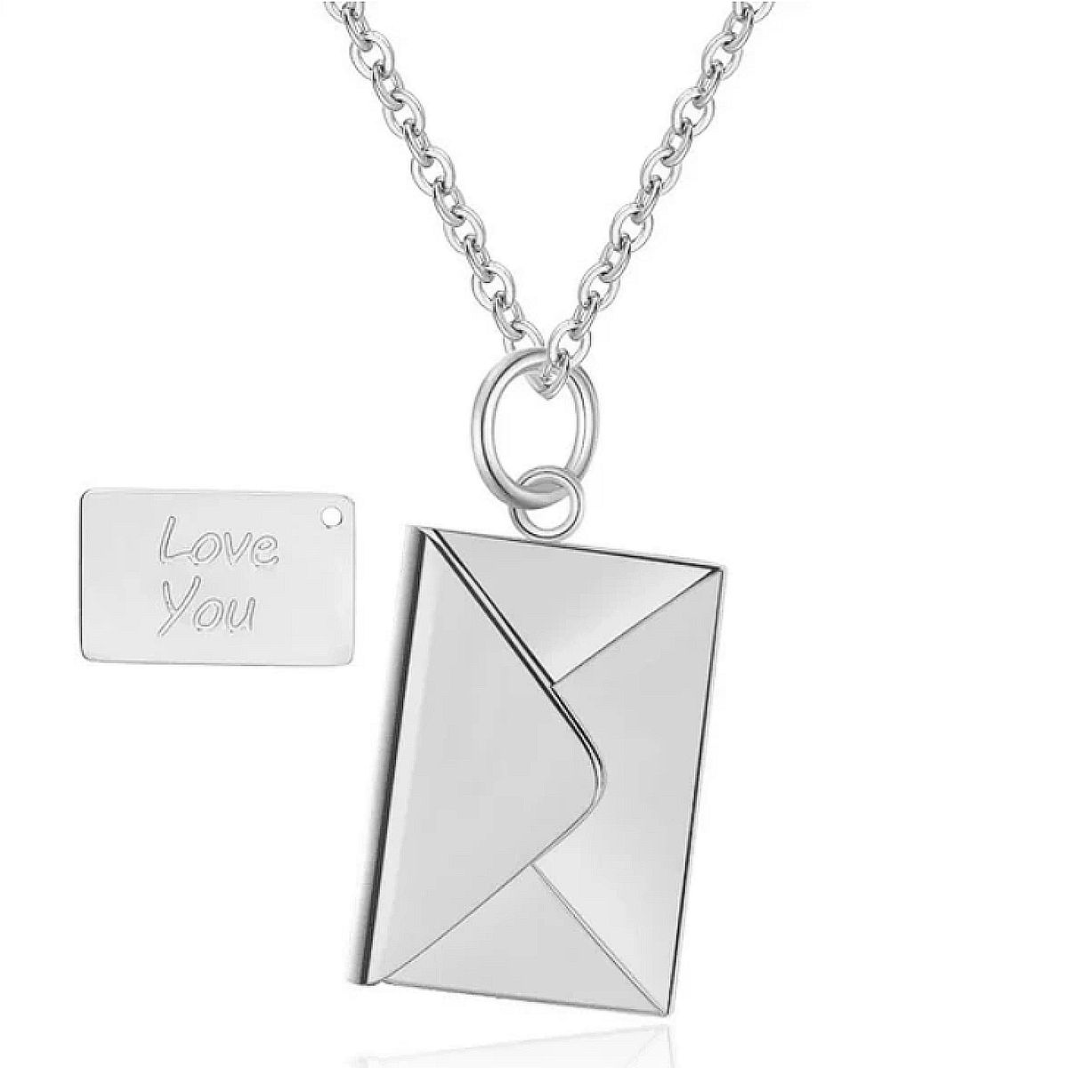 GENERICO - Collar Cartas De Amor Sobre Mensaje Love - Acero Inoxidable