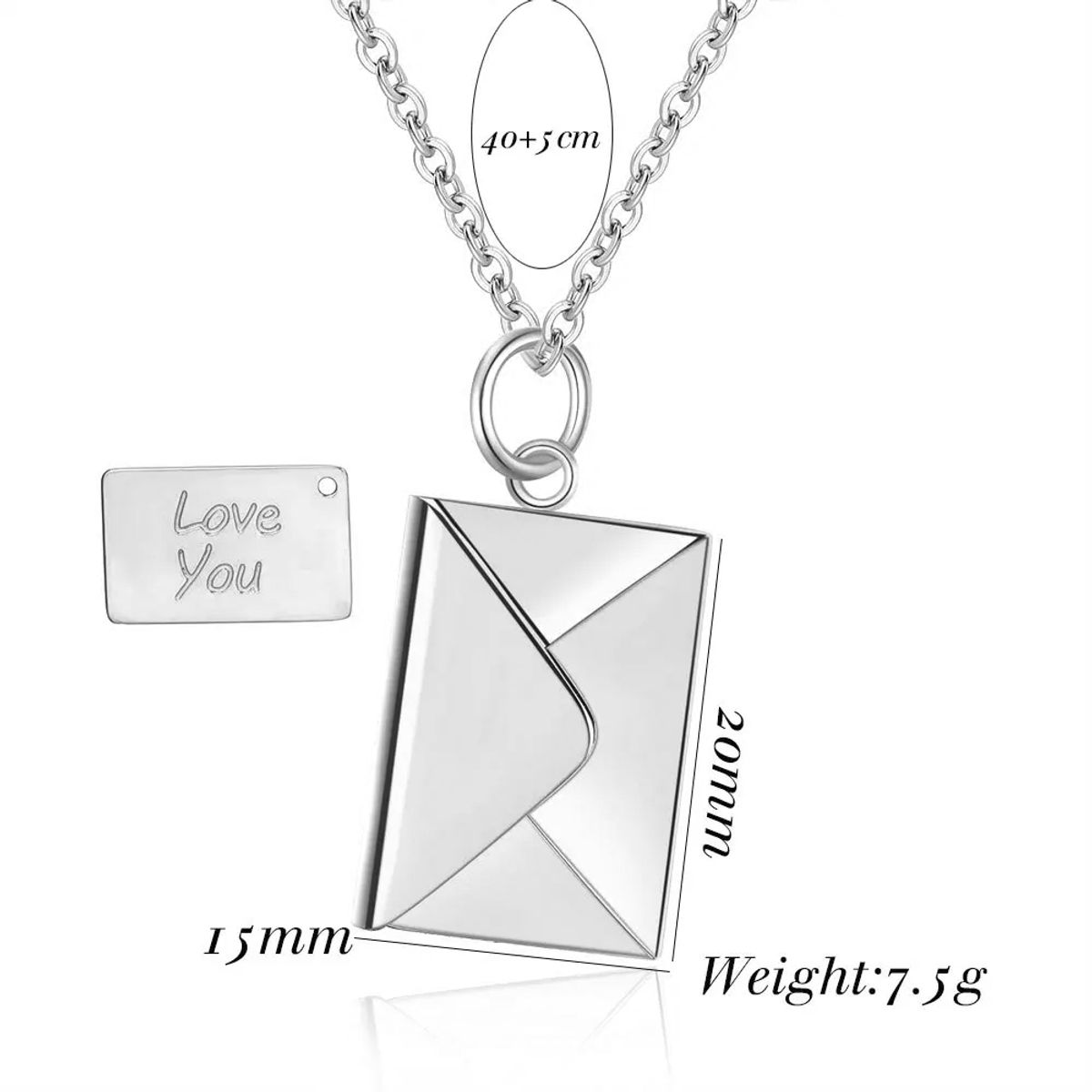 GENERICO - Collar Cartas De Amor Sobre Mensaje Love - Acero Inoxidable