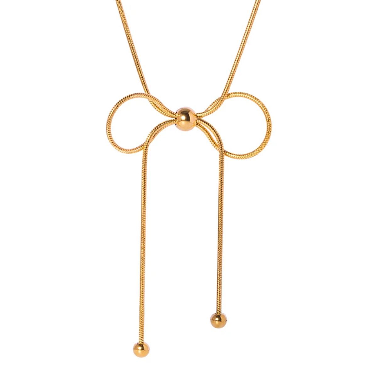 GENERICO - Collar Lazo Coquette Nudo - Acero Inoxidable Bañado Oro 18k