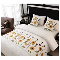 Set Piecera 210X60 + 2 Fundas Bordadas Girasoles Silvestres Cama King/2 Pzas