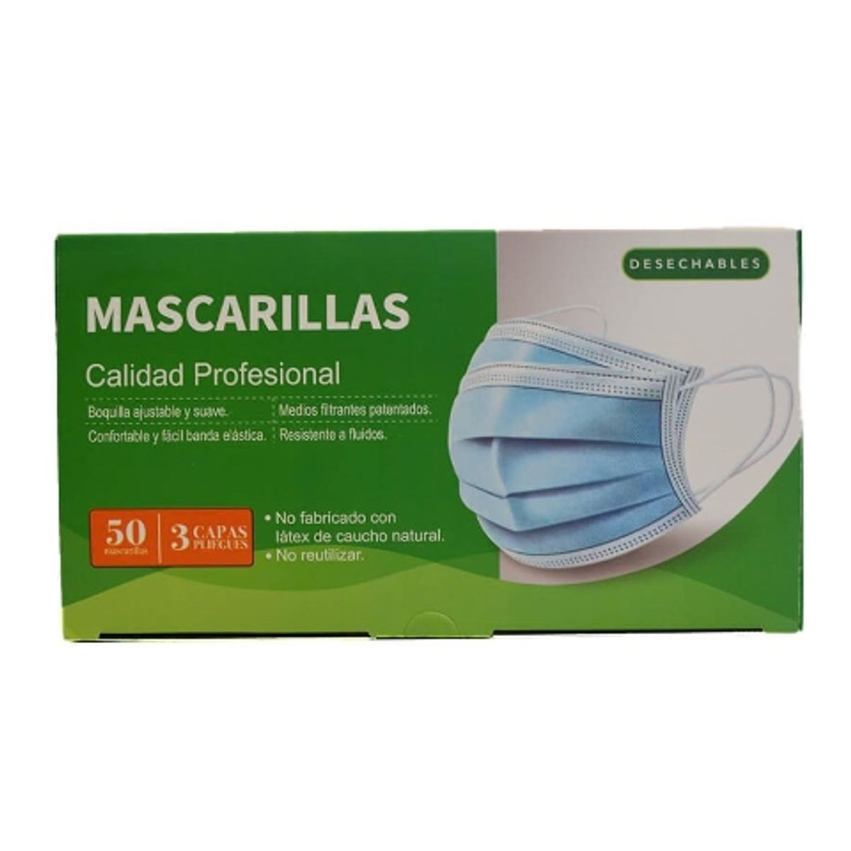 GENERICO - Mascarillas desechables 3 Pliegues 50 u. Colores