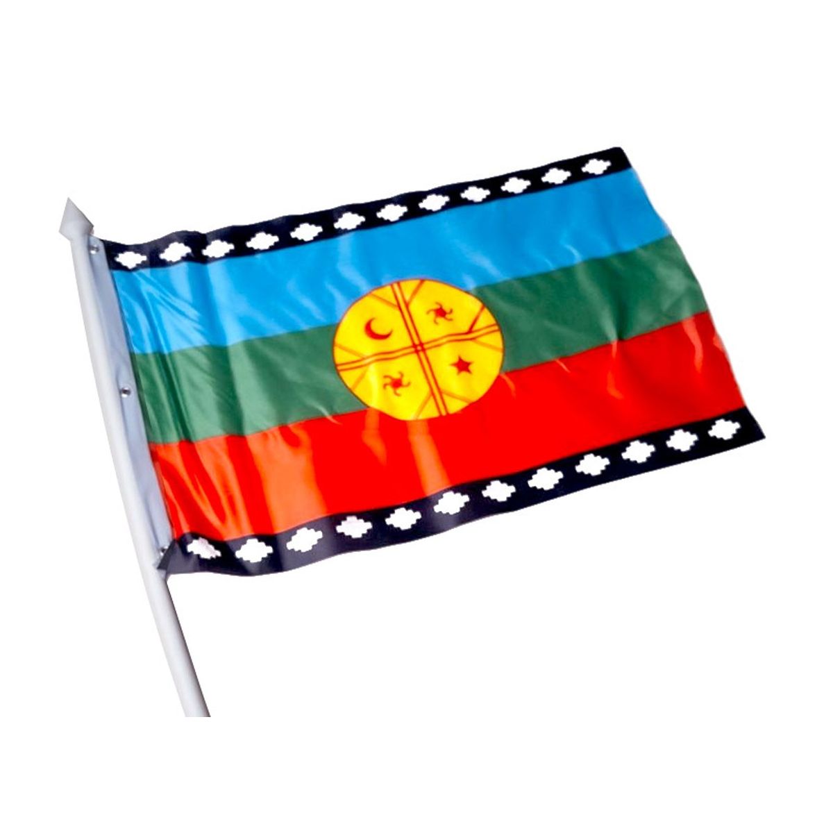 GENERICO - Bandera Mapuche 90x150 Cms Estampada Ojales Metálicos