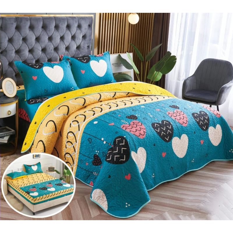 GENERICO - CUBRECAMA QUILT 2 PLAZA CORAZONES  TFA01