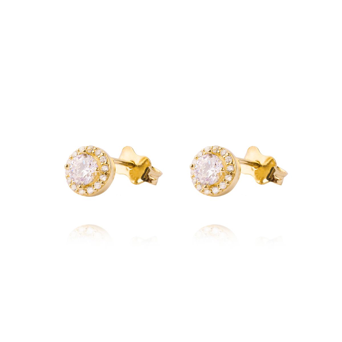 JB JOYAS BARON - Aros de Oro 14kt Circonita Destellante 4mm