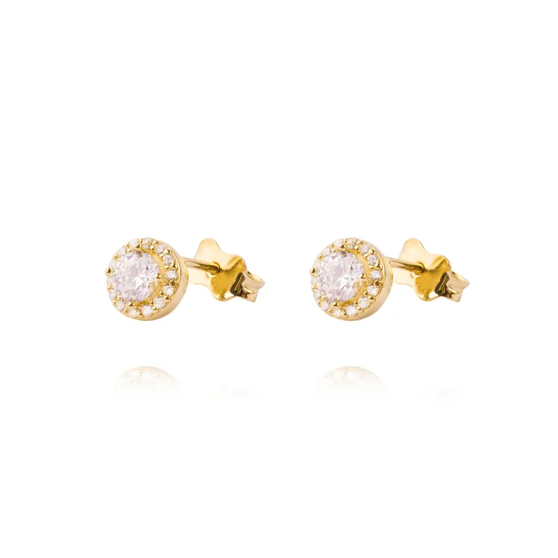 JB JOYAS BARON - Aros de Oro 14kt Circonita Destellante 4mm