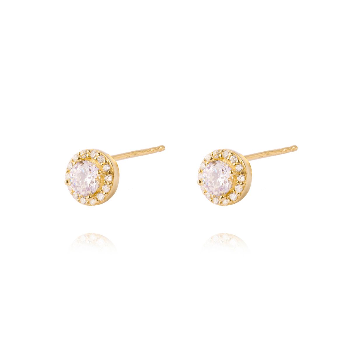 JB JOYAS BARON - Aros de Oro 14kt Circonita Destellante 4mm