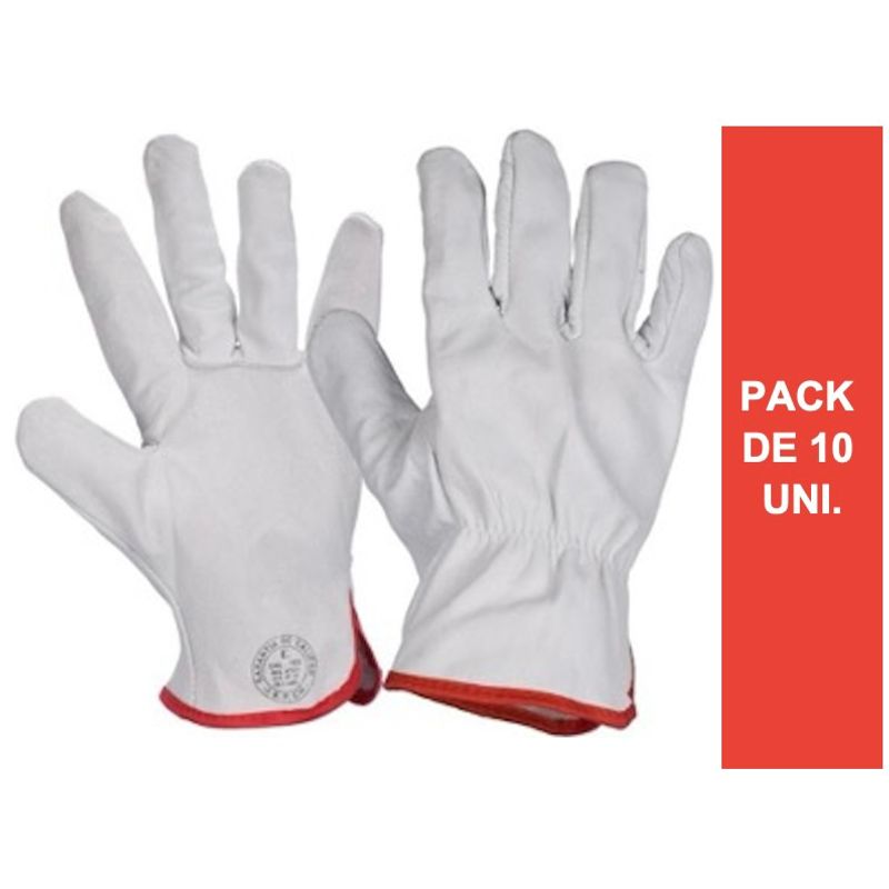 CONDOR - Pack 10 Pares Guante Cabritilla Cuero Sin Forro
