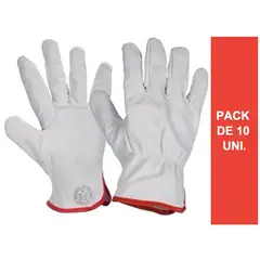 CONDOR - Pack 10 Pares Guante Cabritilla Cuero Sin Forro
