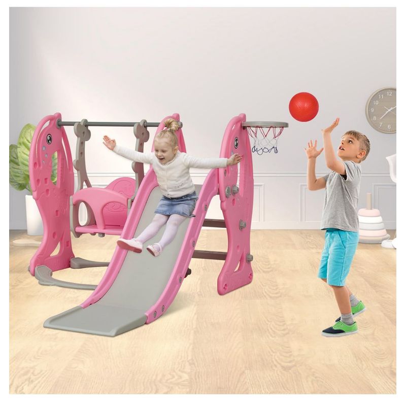 GENERICO - Juego de tobogán y columpio para niños pequeños ROSADO