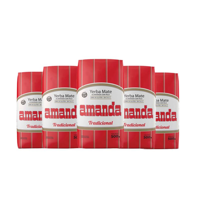 AMANDA - Pack 5 Yerba Mate Amanda Tradicional 500gr
