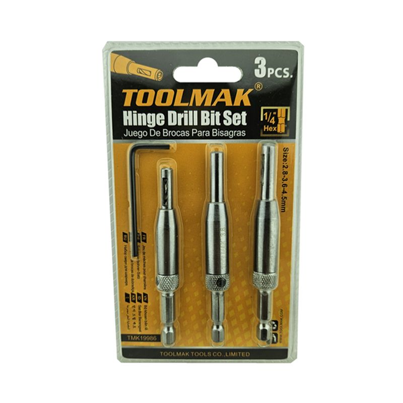 GENERICO - Brocas Autocentrantes Centradoras Bisagras Rieles 3 Pcs Tmk