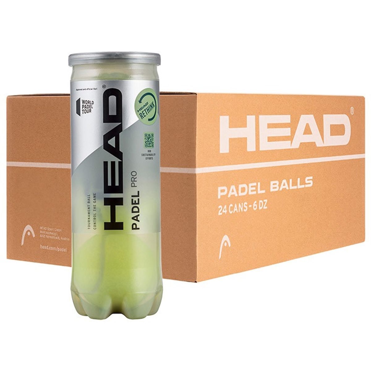 HEAD - Caja de Pelotas Head Padel Pro X3 - 24 Tarros