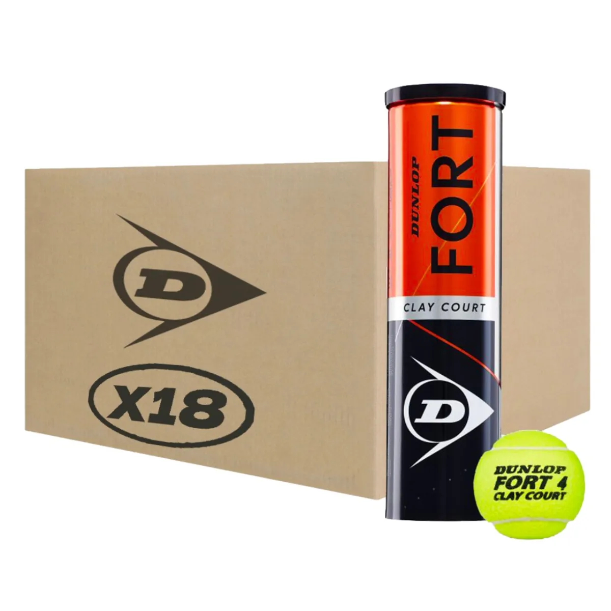 DUNLOP - Caja de Pelotas de Tenis Dunlop Fort Clay X4 - 18 Tarros