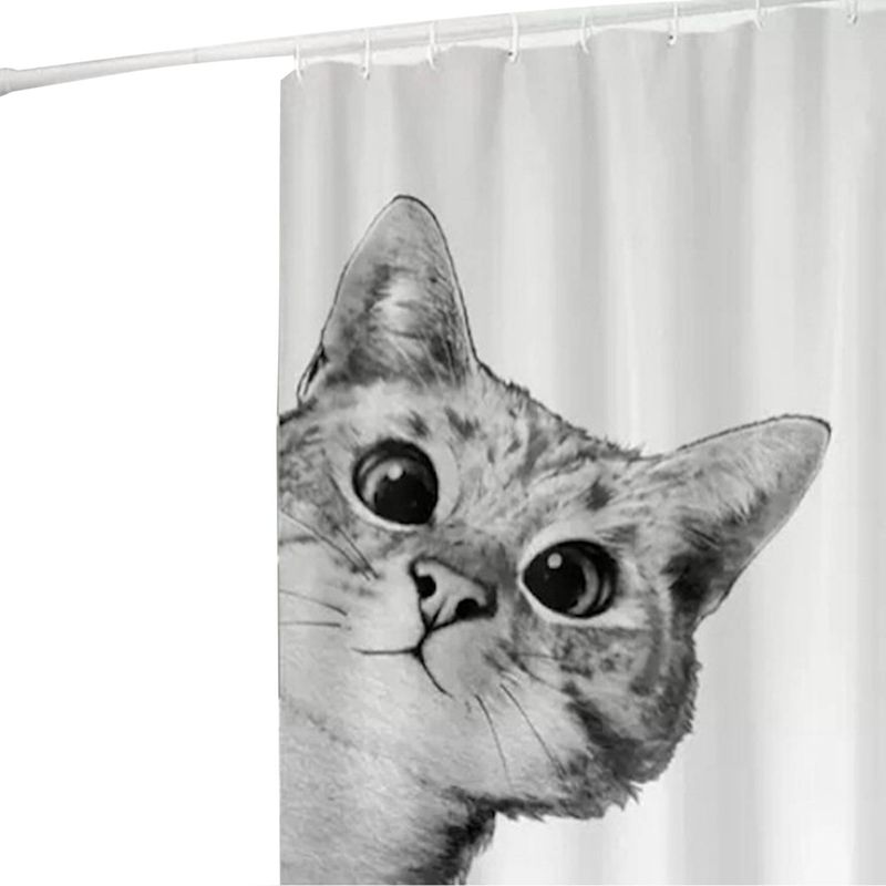 GENERICO - Cortina Baño Ducha Tela Impermeable Género 600g BLANCO  GATO