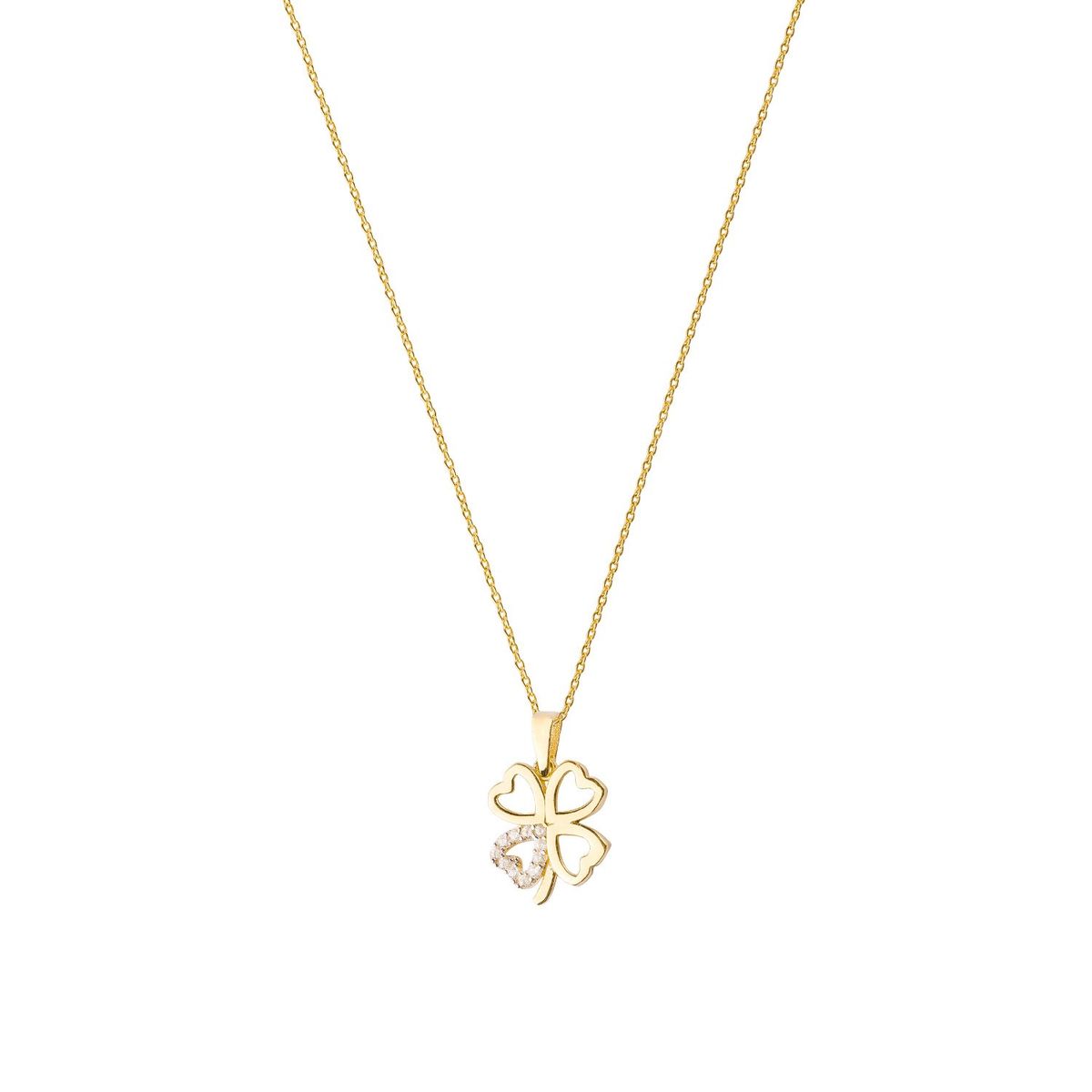 JB JOYAS BARON - Collar de Oro 18kt Trebol con circones