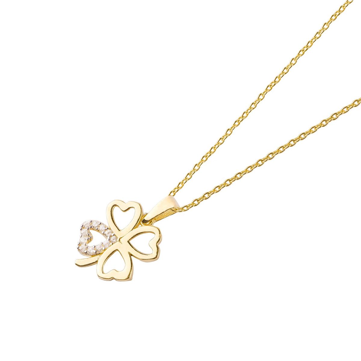 JB JOYAS BARON - Collar de Oro 18kt Trebol con circones