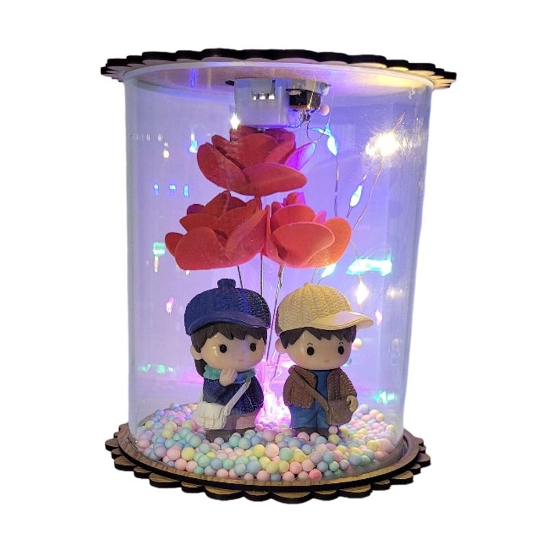 GENERICO - Rosa Pareja Enamorados Lampara Luz Led Regalo San Valentin A