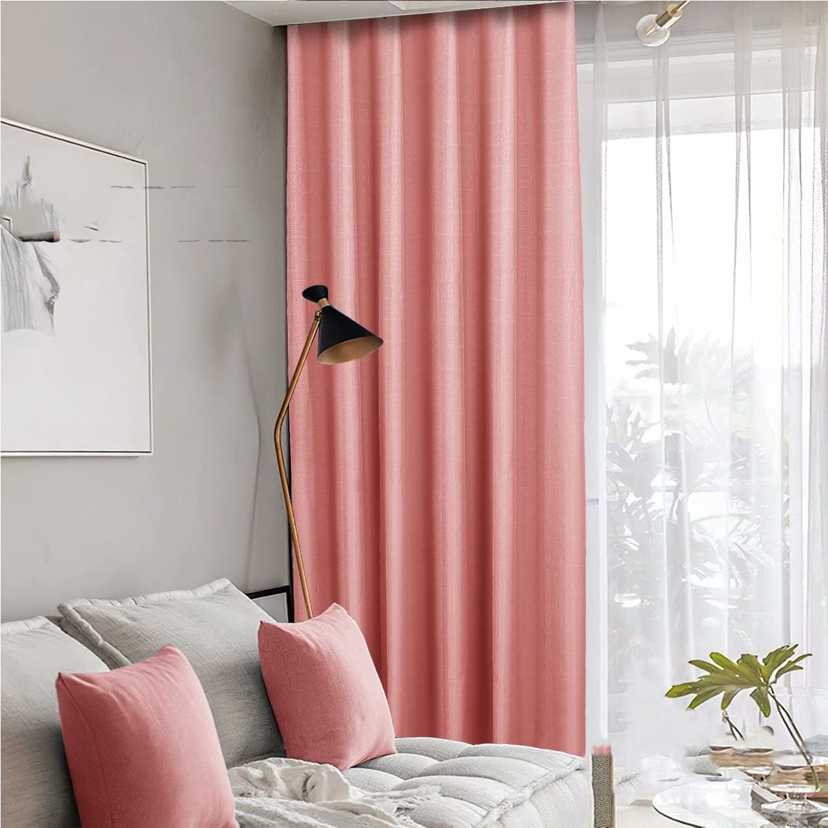 GENERICO - CORTINA ENGOMADA UNICOLOR  ROSA blackout 2 PAÑOS 230X140
