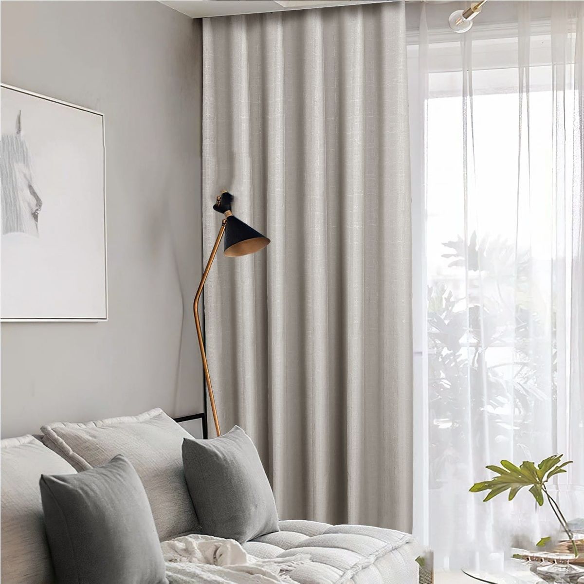 GENERICO - CORTINA ENGOMADA UNICOLOR  GRIS CLARO blackout 2 PAÑOS 230X140