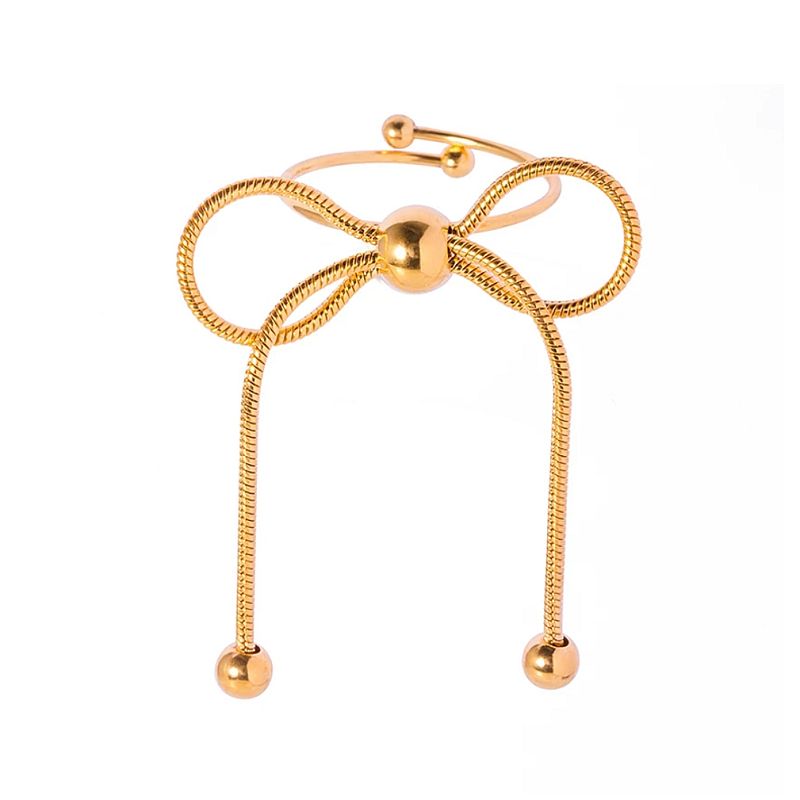 GENERICO - Anillo Lazo Coquette Nudo - Acero Inoxidable Bañado Oro 18k