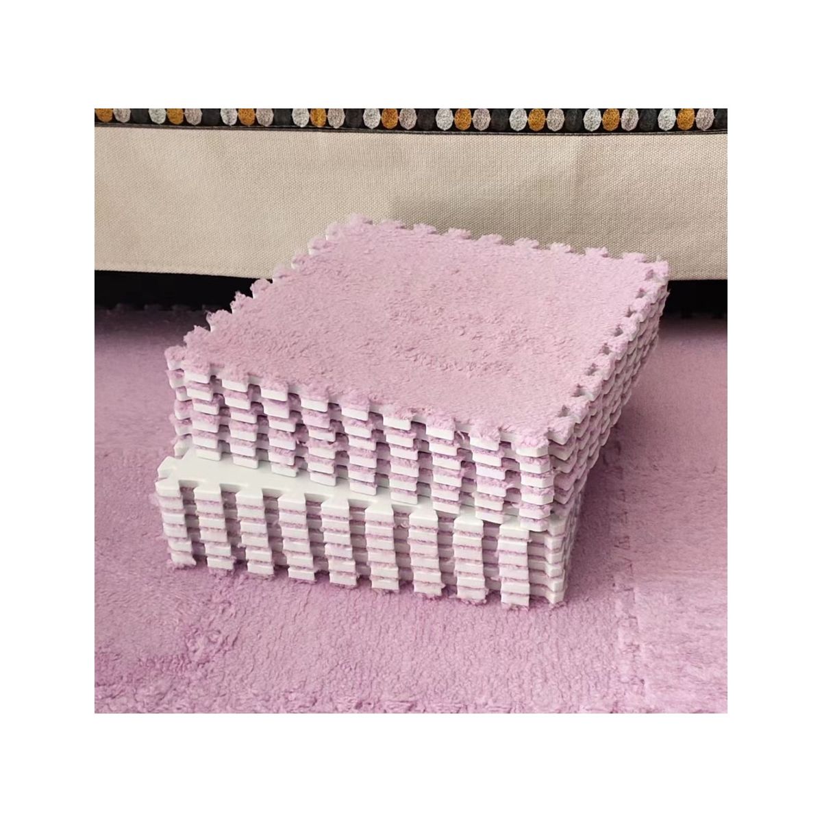 GENERICO - Set 10 Alfombras Goma Eva Peluda Niños Piso Felpa 30x30cm rosa