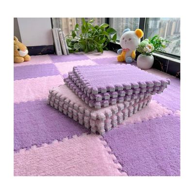 Imagen 2 del producto Set 10 Alfombras Goma Eva Peluda Niños Piso Felpa 30x30cm rosa