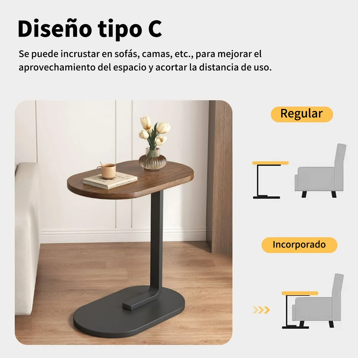 AIZO - Mesa De Centro Lateral Living Vanguardia Madera Nactural