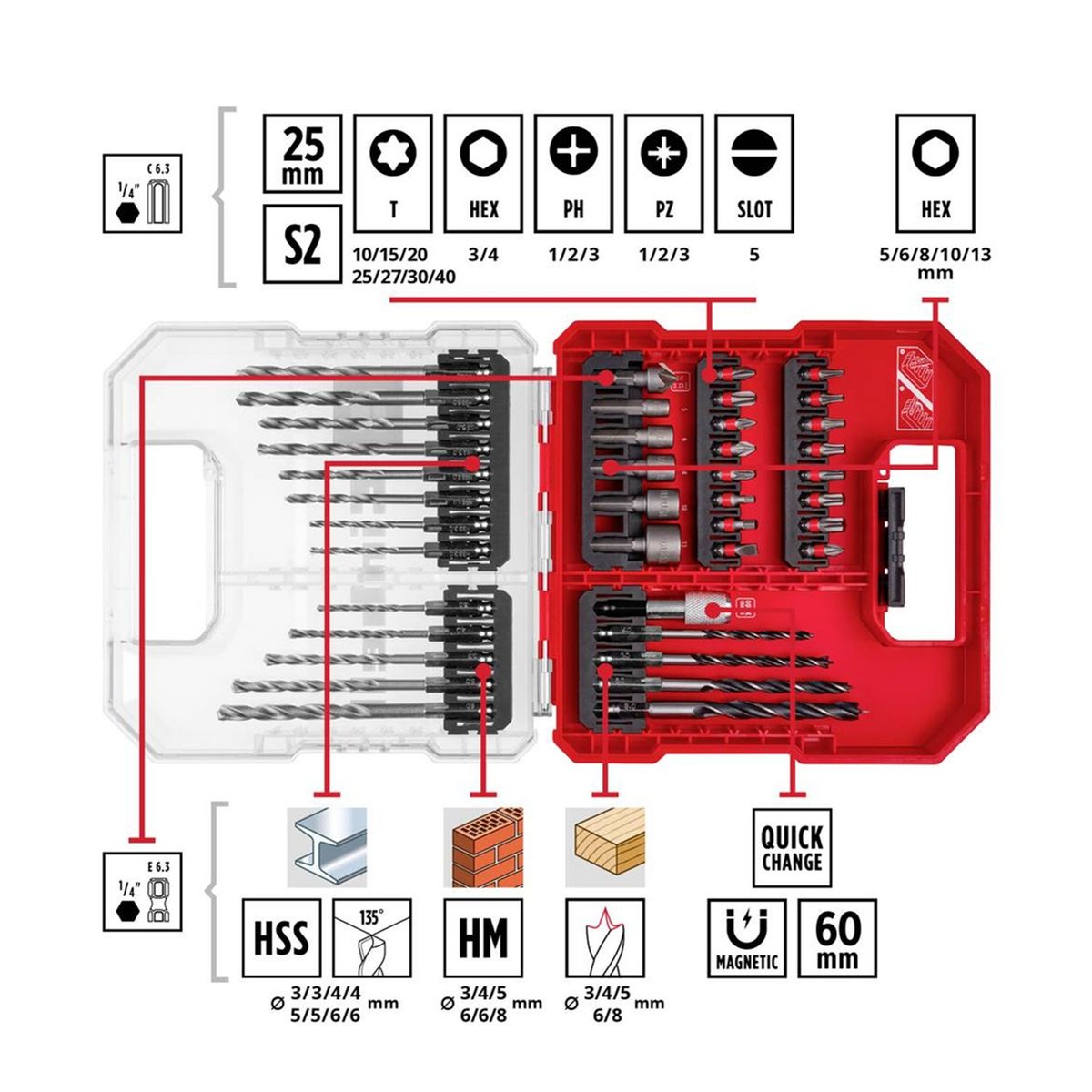 KWB - Puntas Y Brocas P/ Atornillar Taladrar 40 Piezas Kwb 109053