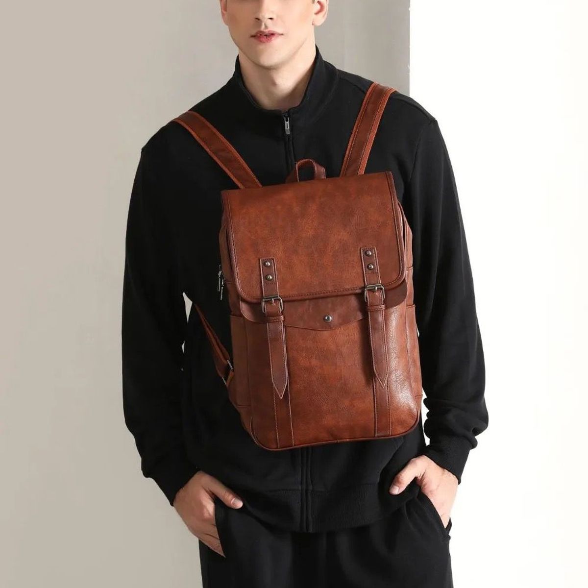 MV MOVAC - Mochila Bolso Elegante de Cuero PU Impermeable de Gran Capacidad