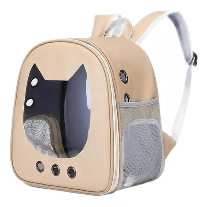 GENERICO - Bolso Mochila Porta Perros Gatos Jaula 262372 Beige