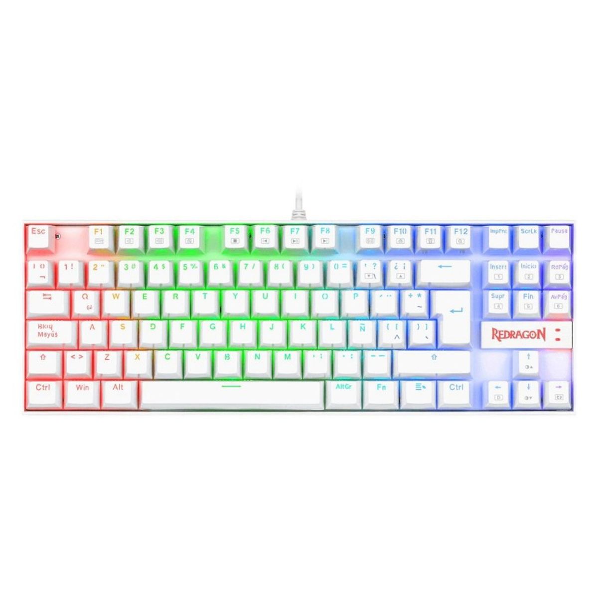 REDRAGON - Teclado Kumara K552 White RGB SWITCH BLUE iluminación Rainbow