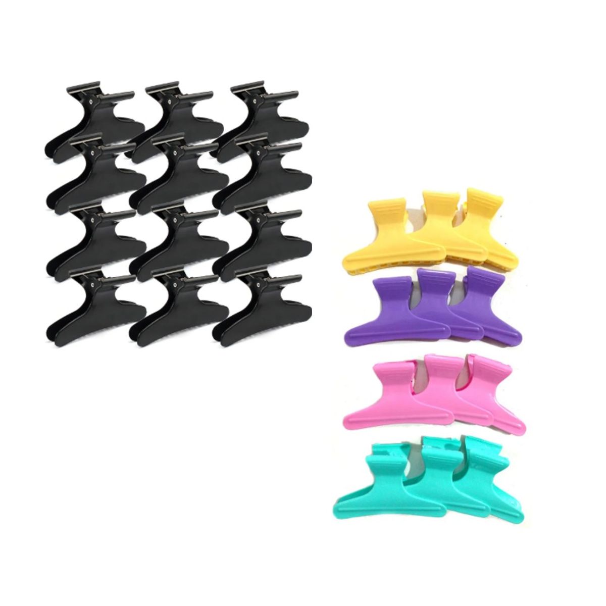 GENERICO - Set de 12 Pinzas Tomadores de cabello Negras Peluqueria