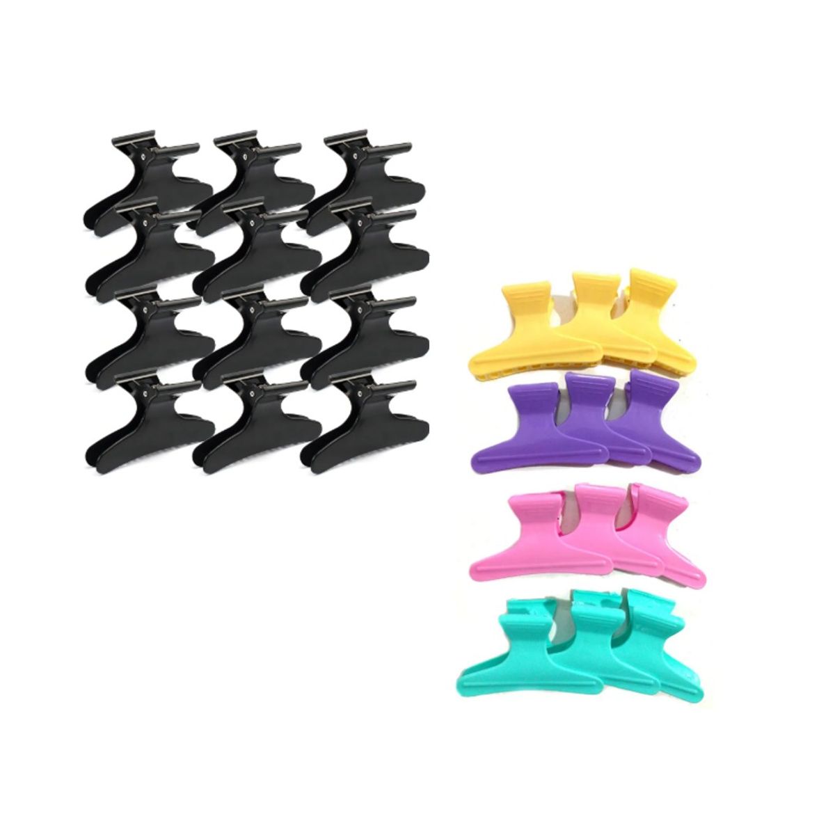 GENERICO - Set de 12 Pinzas Tomadores de cabello Negras Peluqueria