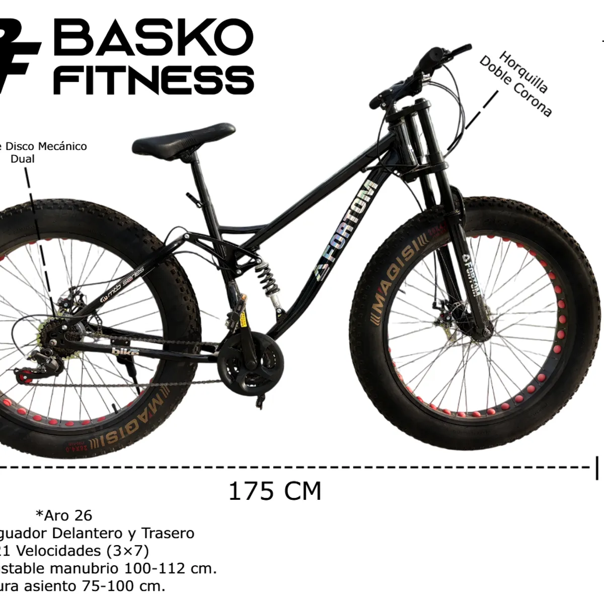 FORTOM - Bicicleta Fat Bike Aro 26
