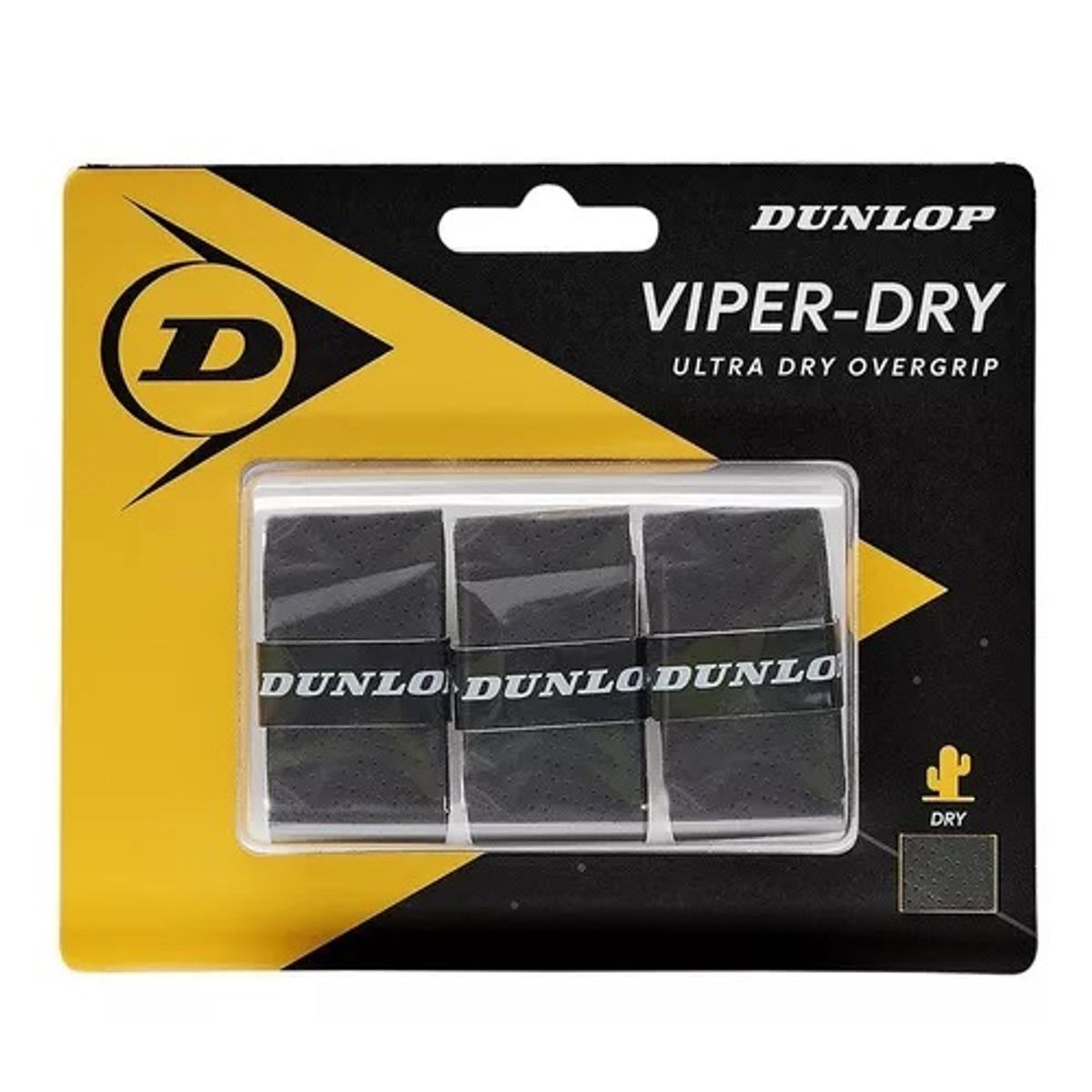 DUNLOP - Overgrip Dunlop Viper Dry Negro X3 Tenis Padel