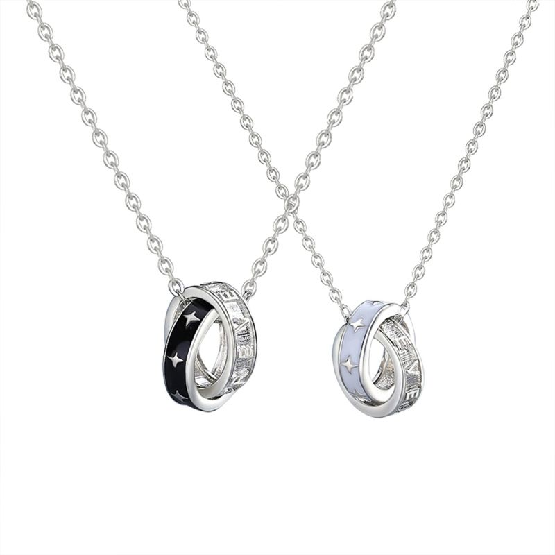 GENERICO - Collar parejas argollas Plata 925