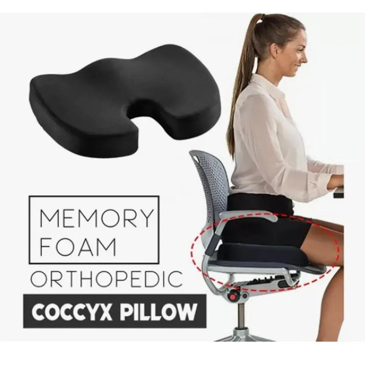 GENERICO - Cojín Asiento Gel Viscoelastico Coxis Ortopédico