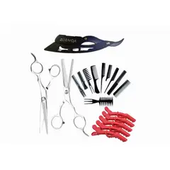 GENERICO - Kit Peluquería Navaja Con Set 5 Pinzas, 2 Tijeras Y Set De 10 Peines.