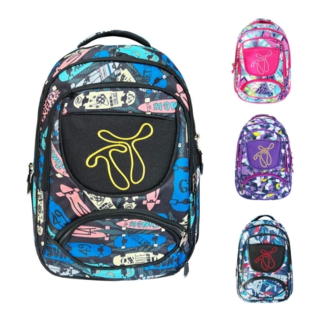 UTILISIMO - Mochila Escolar Con Estampado Colorido Con Estuche 43X30X13CM Surtido