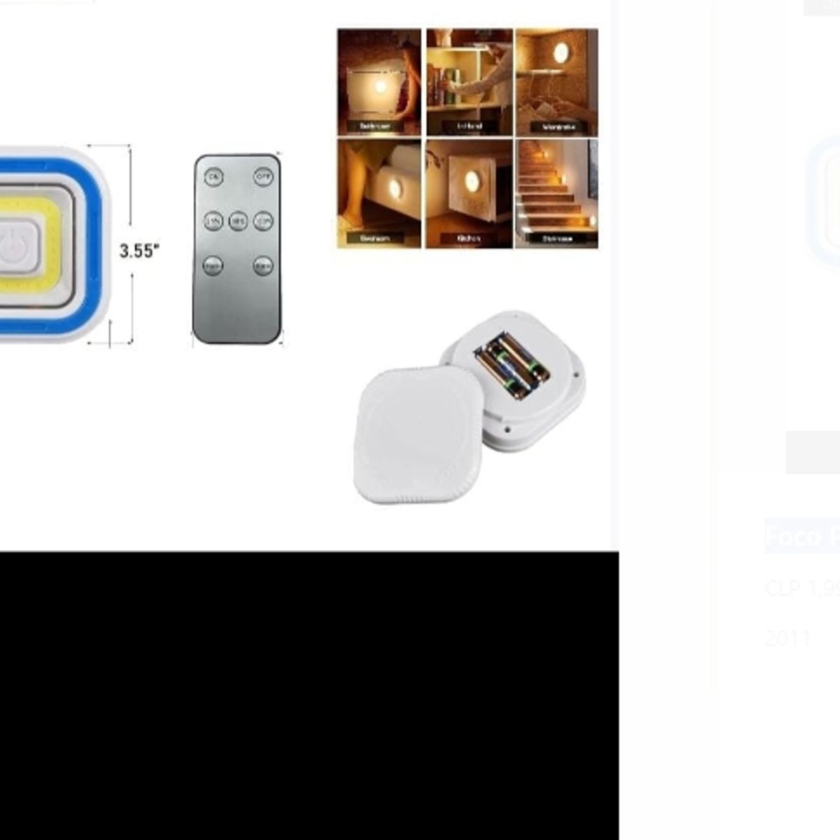 GENERICO - Foco Cuadrado Pegable Más Control Iluminación Hogar