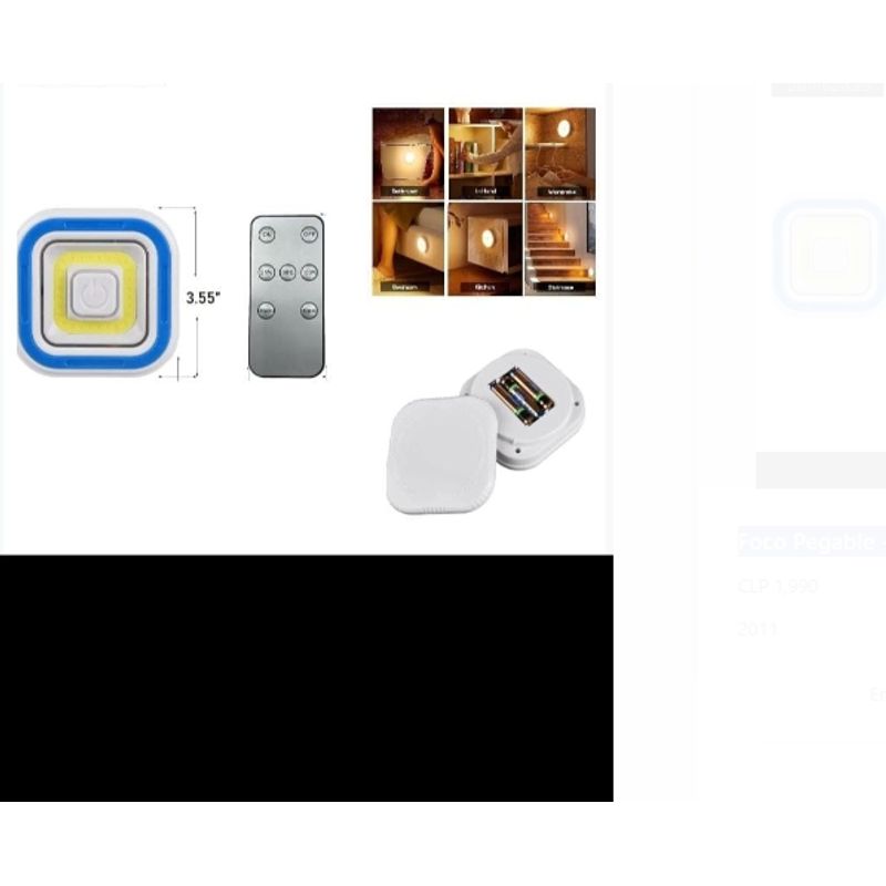 GENERICO - Foco Cuadrado Pegable Más Control Iluminación Hogar