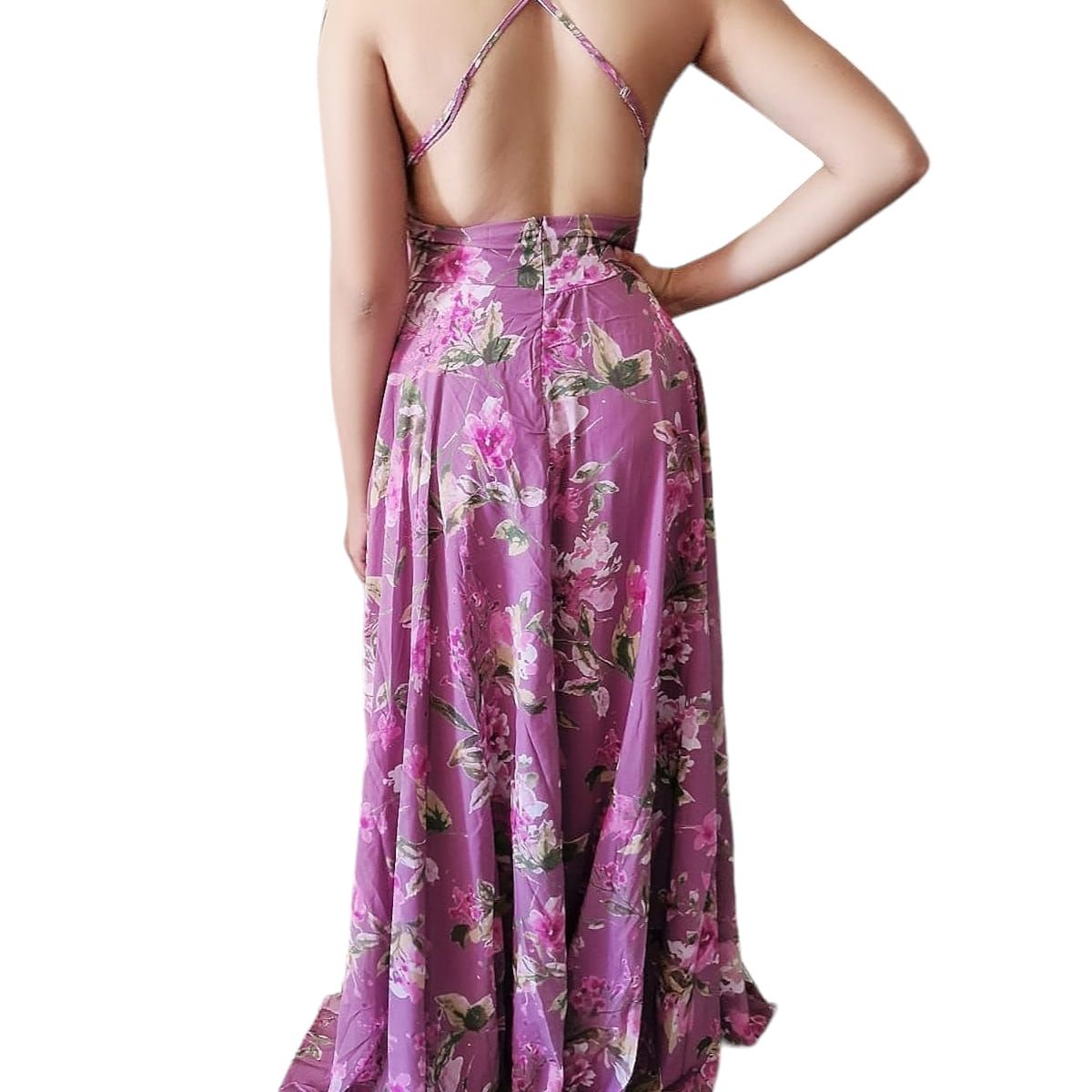 LUNA - Vestido De Gala Fiesta Cocteles Noche Floreado  Mujer Modelo 2255
