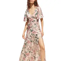 CAPRICHOSA - Maxi Vestido satinado estampado