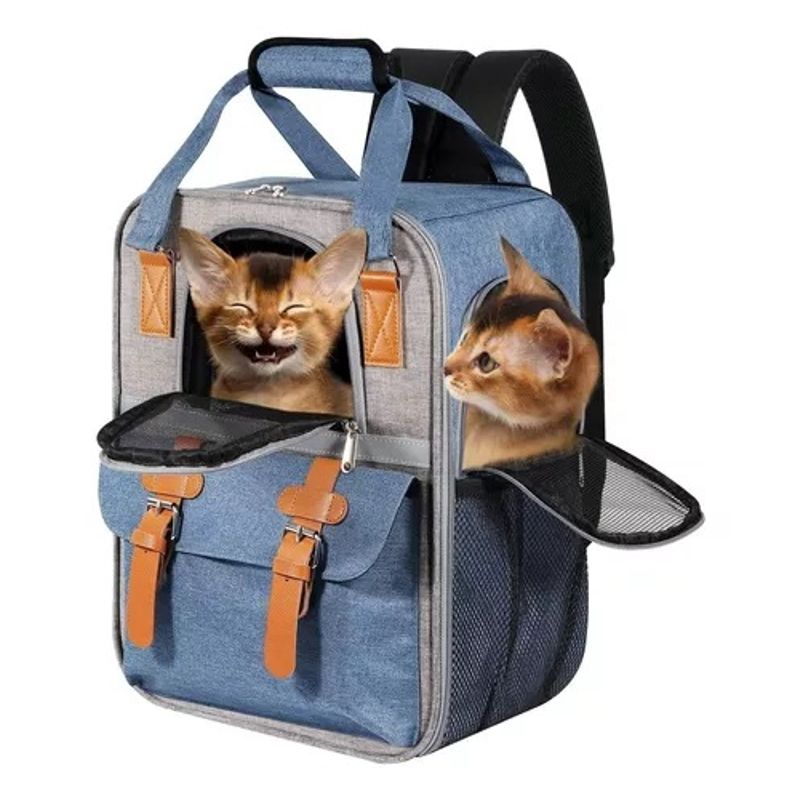 GENERICO - Bolso Mochila Porta Jaula Perros Gatos 262370 celeste