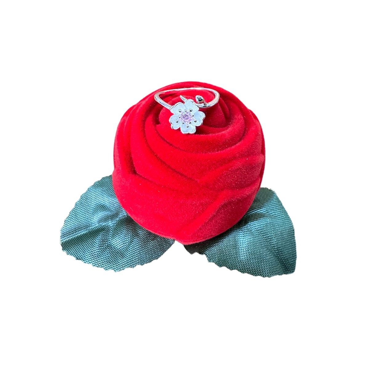 ZG JOYAS - Regalo Caja Rosa + Anillo Plata 925 Ajustable Flor Sakura San Valentín