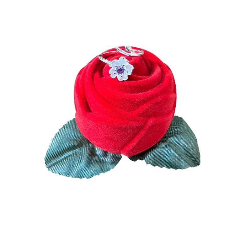ZG JOYAS - Regalo Caja Rosa + Anillo Plata 925 Ajustable Flor Sakura San Valentín