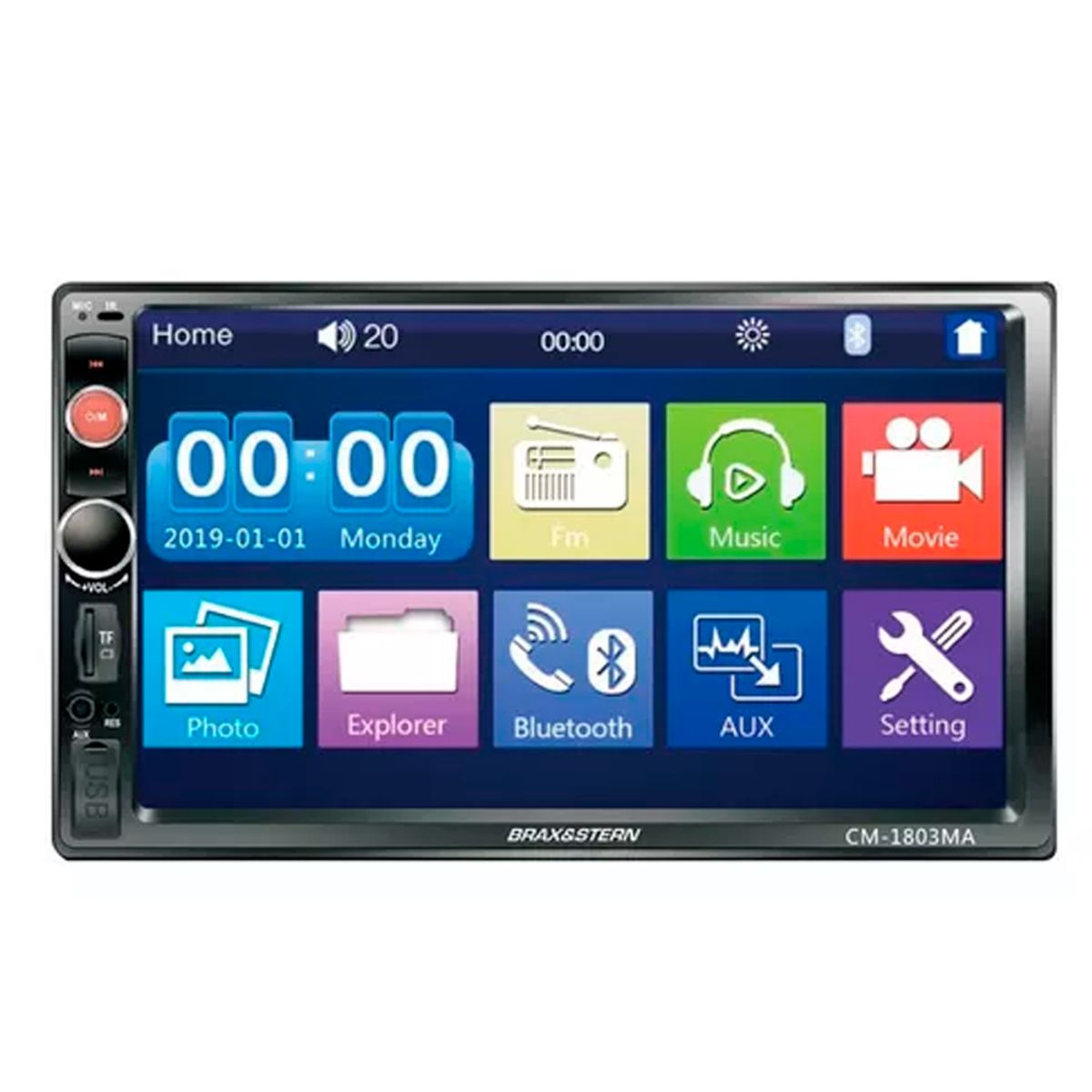 BRAXYSTERN - Pantalla 7in Cámara Reversa Radio FM Bluethooth para Auto con control