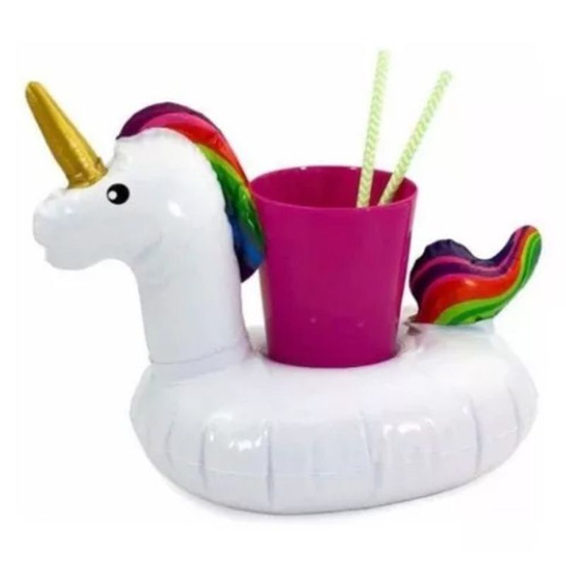 GENERICO - Mini Flotador Porta Vasos Botella Playa Unicornio SG105732